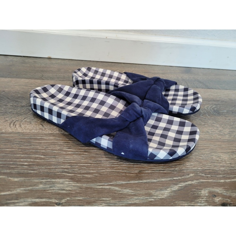 Draper James Navy‎ Gingham Knot Slide Sandals Women's Shoes size 8.5 #6